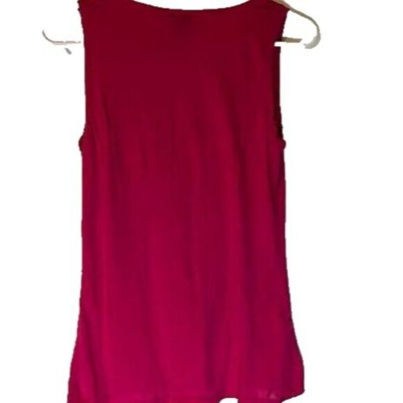 Ann Taylor Top M Sleeveless Hot Pink Ruffle Barbiecore Bohochic Romantic Casual - Picture 2 of 5